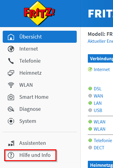 Fritz!OS 7,80 Hilfe und Info