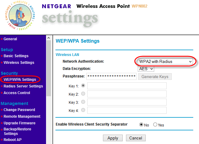 4 2 WLAN-AP-WEP WPA-Settings